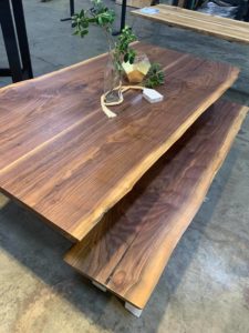 Black walnut farmers table and bench