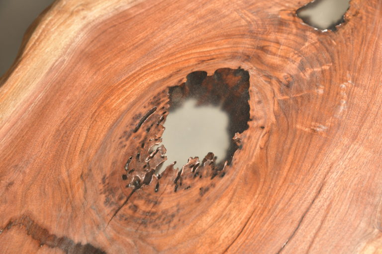 Black walnut coffee table with clear epoxy